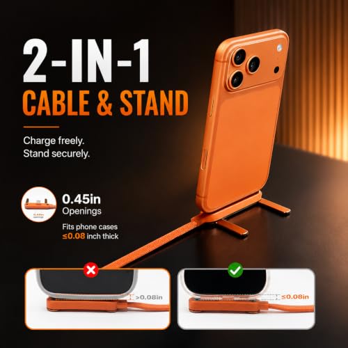 Image of Verilux PD 240W Right Angle Type C Cable Fast Charging 4.9FT /1.5M | C Type Charger Cable with 480Mbps Data Synch, Nylon Braided USB C Cable for iPhone 17 /16 /15, Galaxy S26 /25 /24, Orange