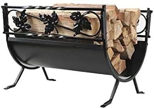 JUGALIADC Leñero Estante para Leña, Estante Europeo para Leña De Hierro Forjado, Estante De Madera Interior para Almacenamiento De Leña, Marco De Madera Metalico