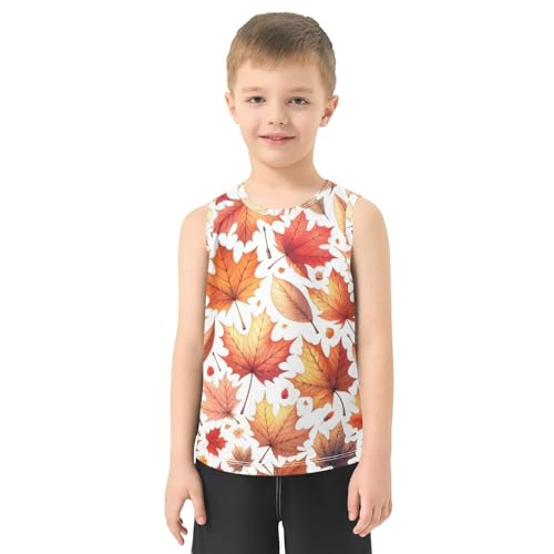 susiyo Autumn Pattern Maple Leaves Boys Sleeveless Tank Top Girls Athletic T Shirt2