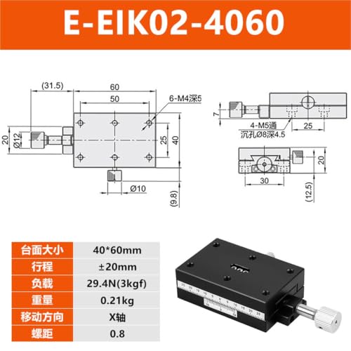 Mesa Deslizante Manual eje X E-EIK02-4060 para resolver desalineaciones 2