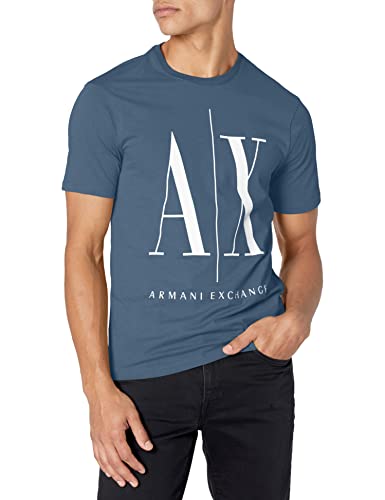 A|X ARMANI EXCHANGE mens A|x Armani Exchange Short Sleeve Icon Logo T-shirt T Shirt, Bearing Sea, Medium US