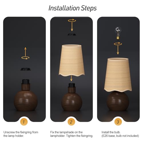 Fengarolam Minimalist Rattan Table Lamp, 11' Height, Woven Lampshade & E26 Socket Metal Base by Fengarolam - Used condition - Image 5