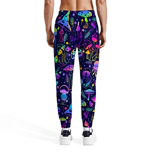 Lisainmay Men's Jogger Pants Mushroom Sweatpants Funny Neon Jogger Workout Track Pants With Pockets Running Athletic Pants With Elastic Waist #TOP2
