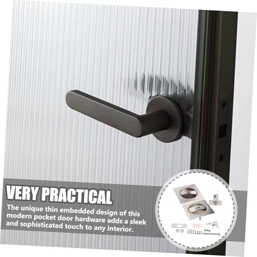 Gadpiparty 1 set Cerradura Invisible para Puerta de Bolsillo Llave Moderno Herraje de Privacidad para Puertas de Bolsillo Construcción de Metal Acabado Cepillado para Uso en Hogar miniatura 6