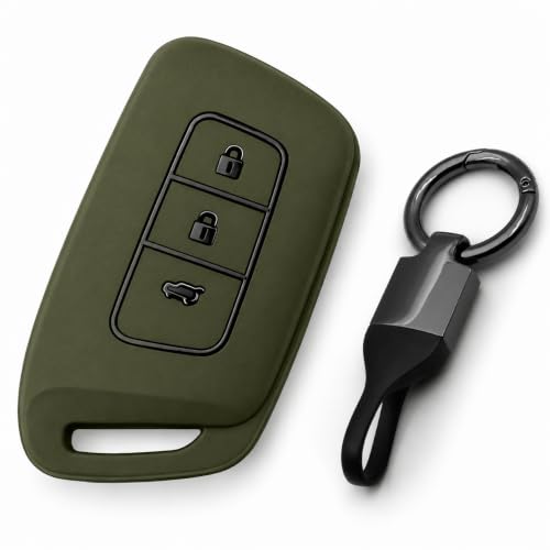 Image of JVCV Soft TPU Key Cover Compatible with New MG Hector, Hector Plus, Windsor and Windsor Pro EV Smart Key | Scratch-Resistant Protective Case (Matte Green Style B)