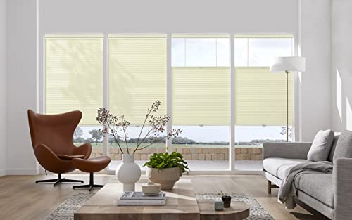 Lazblinds Top Down Bottom Up (Tdbu) Cordless Cellular Shades, Light Filtering Honeycomb Shades Pleated Polyester Blinds For Window Size 30" W X 64" H, Cream #TOP5