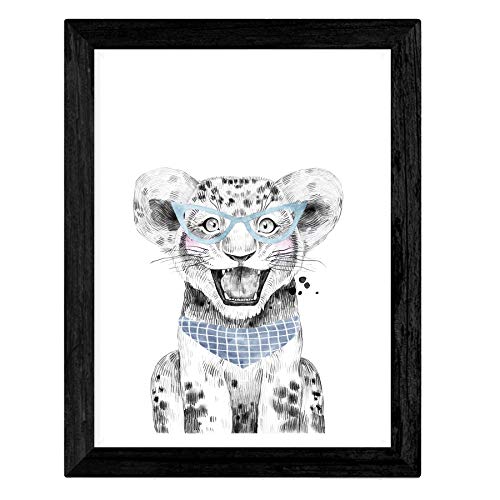 Nacnic Set of 4 sheets of Animals Children's glasses and flowers in A4 size, Poster paper 250 gr Frameless - Image 3