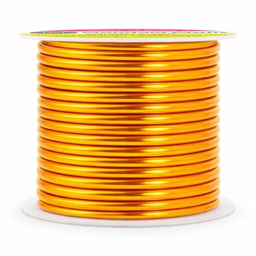 Image of Mandala Crafts 10 Gauge Anodized Aluminum Craft Wire for Jewelry Making - 32 FT Colored Flexible Gold Tone Wire - Bendable for Bonsai Armature Crafting Sculpting