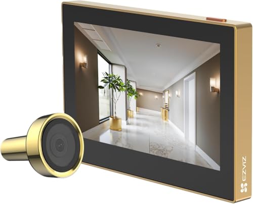 EZVIZ WLAN Türspion mit 4 3-Zoll-Farbbildschirm 2MP Kabellose Video Türklingel Kamera mit 146 Weitwinkel & 2200mAh Akku 2 4GHz Kein Bewegungsmelder Keine Nachtsicht/Videoaufzeichnung CP2(Gold)