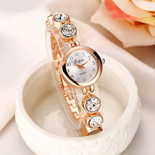 Relógio Feminino Dourado Quartz Pulseira Com Pedras E Strass