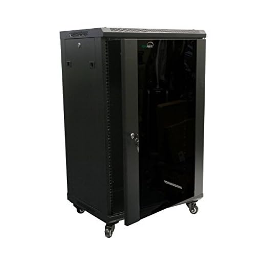 NavePoint 18U Wall Mount Network Server Cabinet Rack Enclosure Glass Door Lock w/Casters