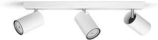 PHILIPS Kosipo Decken-/Wandleuchte mit 3 Spots, einfache ClickFix-Installation, ohne Leuchtmittel (GU10), Weiß, IP20, blendfrei