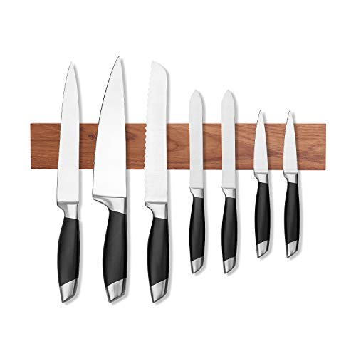 Utoplike Teak Wood Magnetic Knife Strip,Knife Magnetic Holder Wall Mounted Rack for Organizing