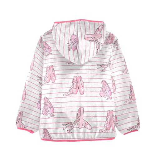 Girls Boys Fleece Jacket Coat for Toddler Ballet Shoes Pattern with Pockets, Zip Up Hoodie Winter Warm Outerwear Size 4T2