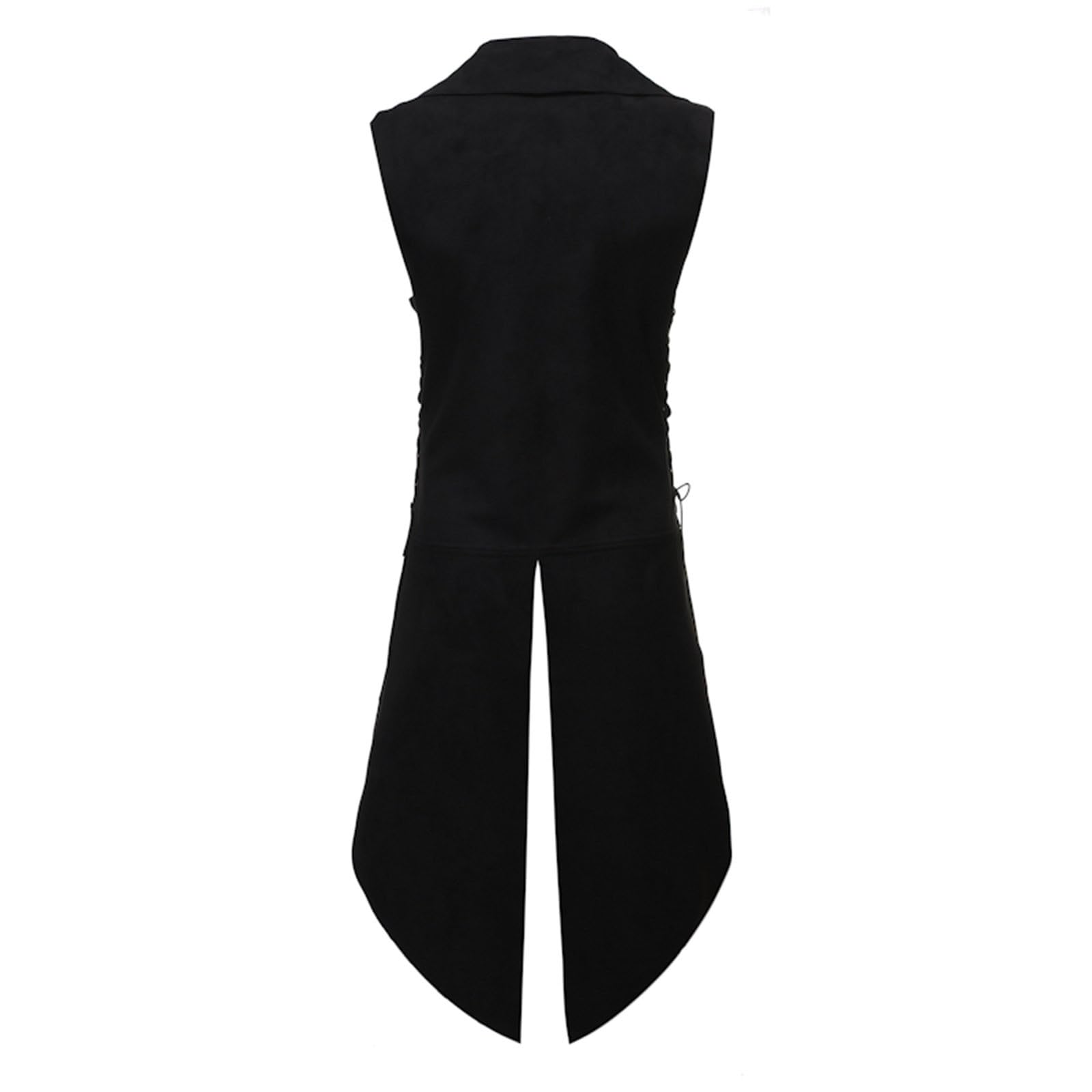 Gilet Steampunk Frack da Uomo Lungo Gilet Vintage Medievale Vest Senza Maniche Giacca Gotica Uomo Risvolto Vest Slim Fit Panciotto con Regolabile Taglia, Rinascimentale Panciotto Halloween Costume