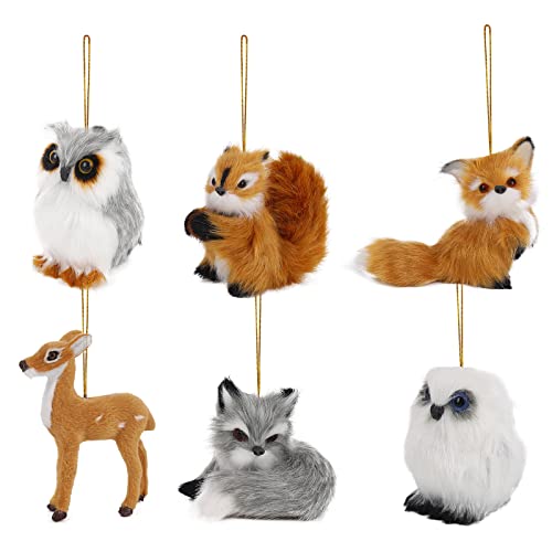 6 Stück Plüsch Tier Ornament Woodland Weihnachten Ornamente...