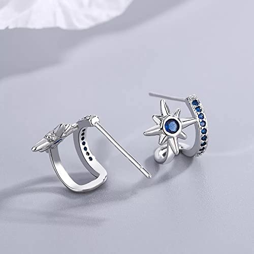 Boucles d'oreilles en zircon double étoile argent pour femme