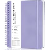 Lined Spiral Journal Notebook, B5 Spiral Notebook, 7.8''×10'' Journaling Notebooks for Work, School, Women, College Ruled Spiral Notebook, Hardcover Leather Notebook for Note Taking Business, Purple