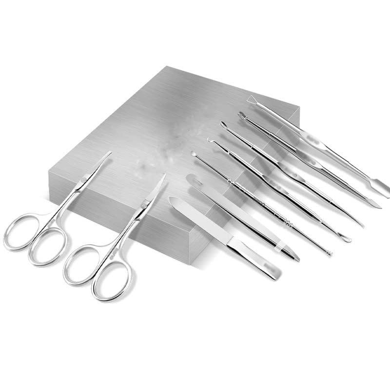 PURRL 12-in-1-Maniküre-Werkzeuge Edelstahl-Nagelknipser Pediküre-Schere Handpflege-Fußpflege-Set (Color : Blue, Size : 12pcs) Little Surprise