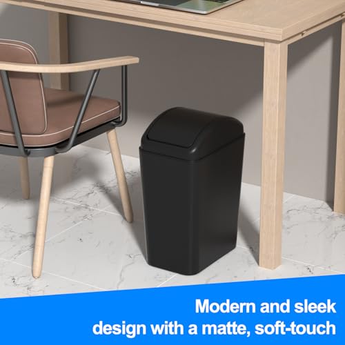 Caneca de basura plástica negra rectangular de 4.5 gal miniatura 6