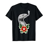 King Tatouage Fleur Serpent Serpent Traditionnel Cobra T-Shirt