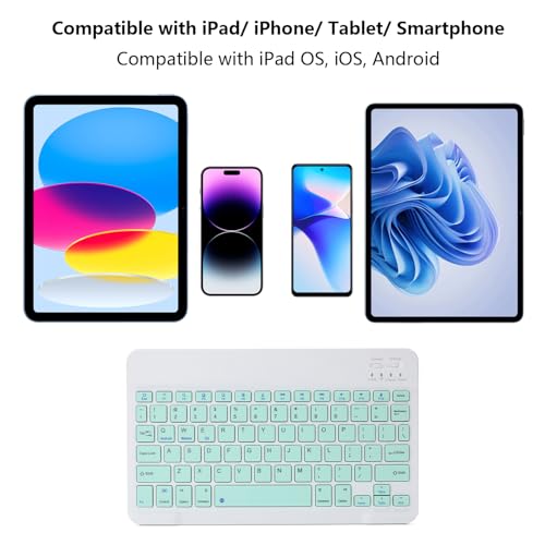 Image of Ultra-Slim Rechargeable Bluetooth Keyboard Portable Wireless Keyboard for iPad A16 11th 10th Generation, iPad Pro iPad Air iPad Mini iPhone, Android Samsung Galaxy Tablet Smartphone Cell Phone (Green)