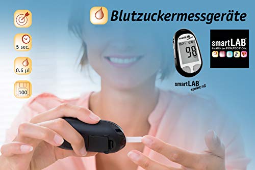 Blutzuckermessgerät smartLAB sprint nG Bundle mit Teststreifen und Lanzetten