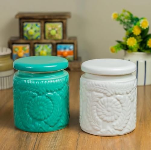 Image of Ceramics Storage Jar 1kg | Jars for Dining Table, Salt Containers, Sugar Storage | Elegant And Durable | Perfect for Kitchen Organization, Food Preservation (White)