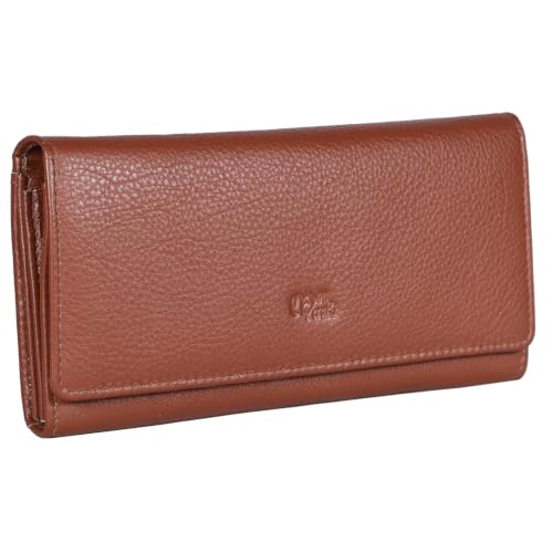Image of Women's Top Grain Leather Wallet, RFID Blocking Bifold clutch, 17 Card Slots, Zip Pocket Organizer, Elegant Gift for Women - Birthday, Valentine, Anniversary - RUST