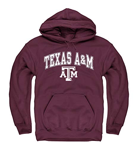 Campus Colors NCAA Adult Arch & Logo Gameday Hooded Sweatshirt (Texas A&M Aggies - Maroon, X-Large)
