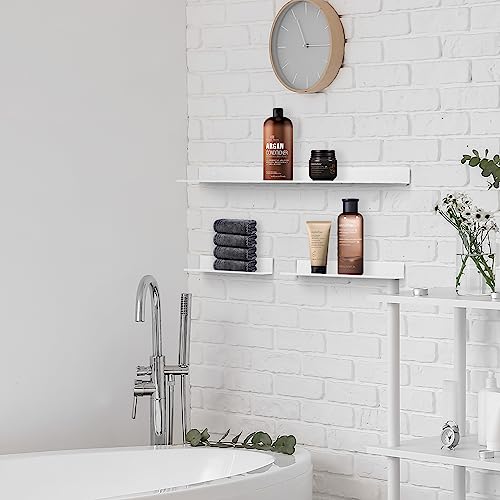 Z metnal Wall Shelf, 20 inch Floating Shelves, Metal Wall Shelf for Display Collection Organization Aluminum, Wall Mounted - Image 2