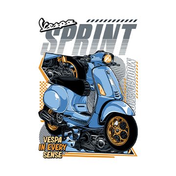 Image of BLINKART Vespa Sprint 150Car Posters Sticker Gift Items for Boys Room Wall Decor || Comes with Double-Sided Tape|| Decoration Bedroom Living Room Office Studio Decor | 12x18 In (A3) - CAR-317