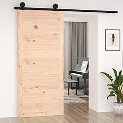 Tidyard Puerta de Granero Puerta Corrediza de Madera Puerta Corredera Deslizante de Madera Seguridad Madera Maciza Pino 90x1,8x204,5 cm