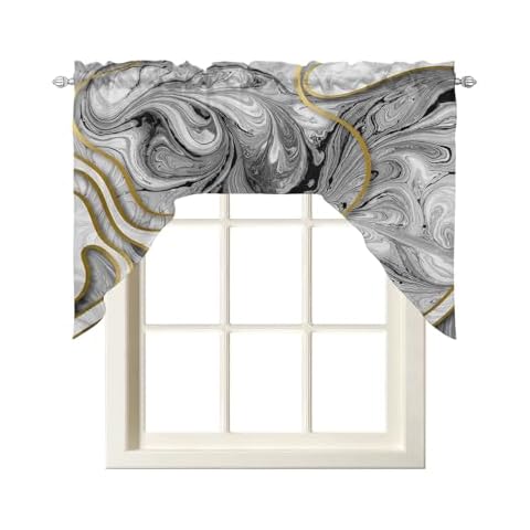 Savannan Swag Kitchen Curtains with Marble Pattern Cover