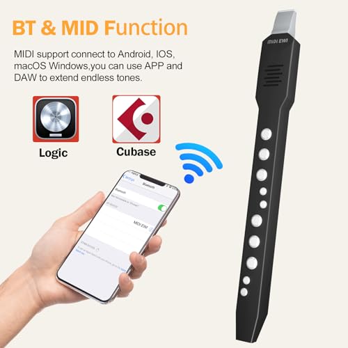 electric saxophone digital wind instrument set with midi connectivity 10 musical tones bluetooth midi and rechargeable battery - ideal for beginners and professionals ewi instrument