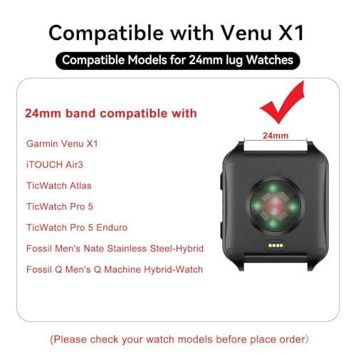 Abanen Quick Release Silicone Watch Band for Garmin Venu X1, Soft Sport Strap with Secure Stainless Steel Buckle Compatible with Venu X1 (Black) by Abanen - Used condition - Image 4