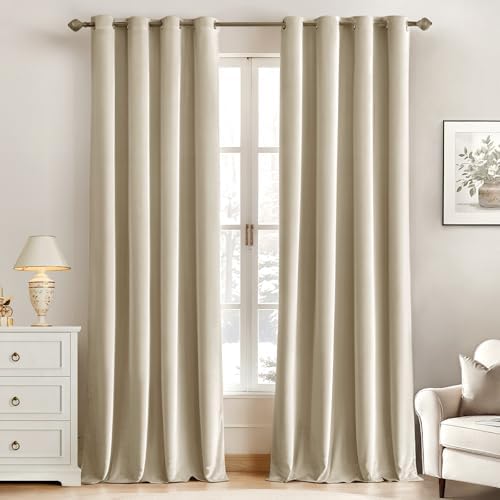 MIULEE Velvet Curtains Beige Elegan...