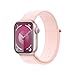 Produktbild Apple Watch Series 9 (GPS, 41 mm) Smartwatch mit Aluminiumgehäuse in Pink und Sport Loop Armband in Hellrosa. Fitnesstracker, Blutsauerstoff und EKG Apps, Always-On Retina Display, CO neutral