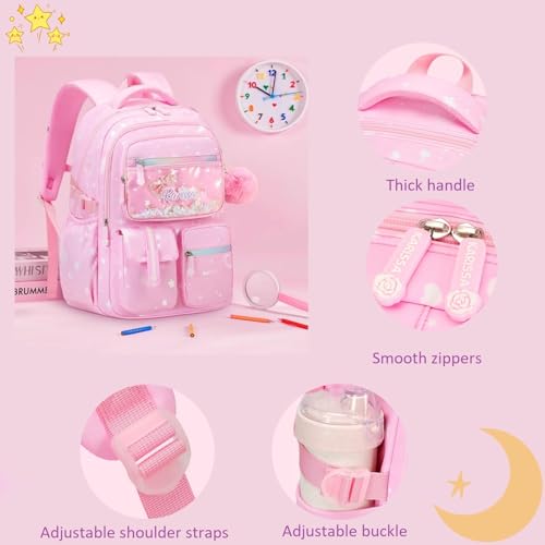 2Pcs Kids Backpack Set for Girls with Lunch Box Bookbag for Elementary School Pre Girls School Bag Water Resistant Blue4