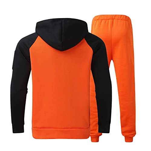 Ensemble pull à capuche homme orange et pantalon taille moyenne pour voyage - 2