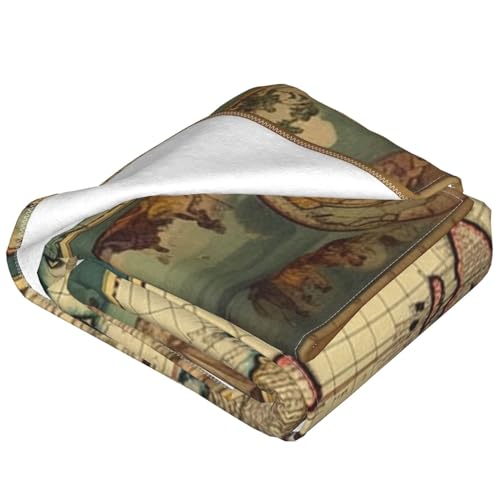 Couverture micro polaire carte du monde rétro plaid canapé 203cm