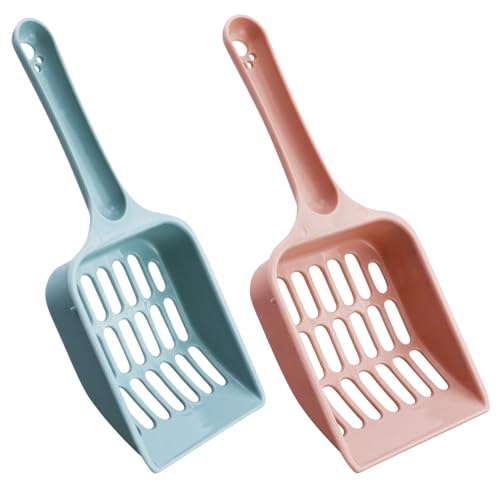 2 Pala Arenero Gato - Gatos Accesorios Cat Litter Perros y Gatos, Recogedor Caca Limpieza de Caja de Arena, Mango Ergonómico, Duradero Fácil y Efectivo, Ideal para múltiples Mascotas