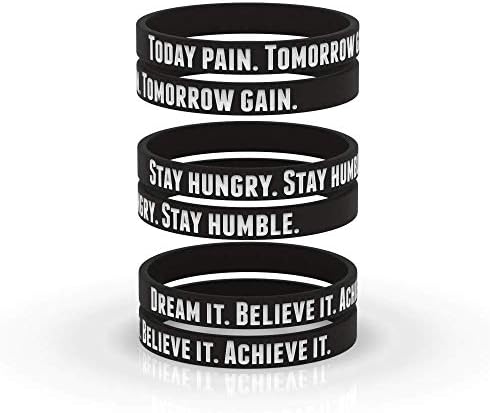 AMPM Collective Silicone Wristbands | Wrist Bands with Quotes | Hustle Bracelet for Men Women Teens | Inspirational Sports Bracelets for Daily Discipline Perseverance and Motivation (6/12/24)
