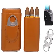 AMANCY Classy Cigar Case Kit with 3 Triple Jet Cigar Lighter and Cutter Great Gift Set