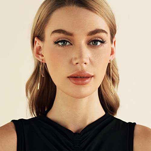 Chain Earrings for Women 18K Gold Plated Dainty Bar Drop Dangle Earrings Long Threader Earring Hypoallergenic Line Dangly Jewelry Gift for Teen Girls2