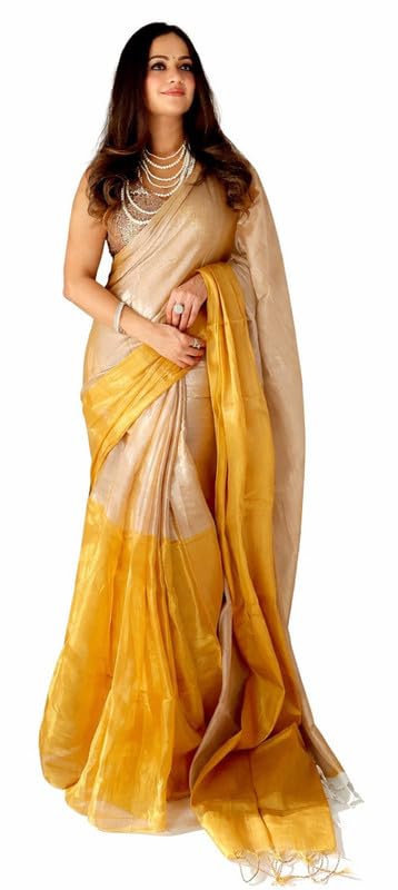 Sari pour femme en organza et soie indienne chic avec chemisier rose