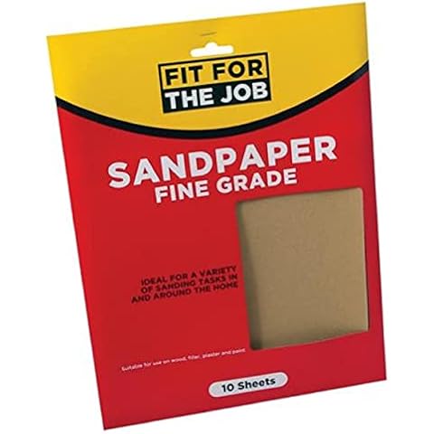 Fit For The Job 10 Sheets Fine Grade Sandpaper for Sanding Wood, Furniture, Metal, Plaster For Home Improvement, Decorating & More, 11x9 inch (230x280mm) 11" x 9" Cover