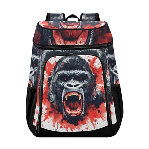King Kong Red Splash Animal Cooler Backpack Cooler Insulated Leak Proof Lunch Backpack 36 Cans Waterproof Soft for Men Women Picnic Hiking Camping Beach