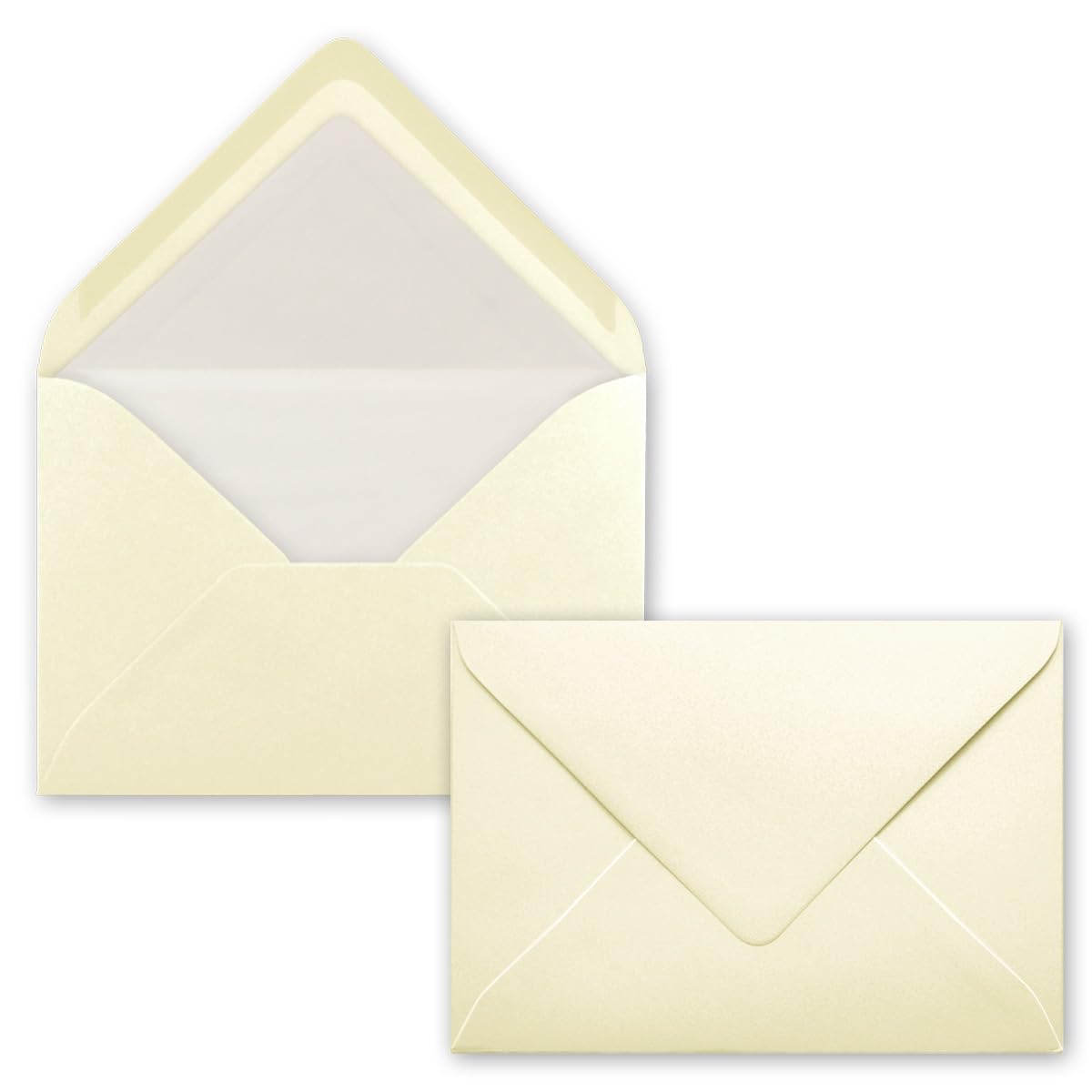 250 kopert w kolorze waniliowym z białą wyściółką wewnętrzną, koperty w formacie DIN B6, 12,5 x 17,6 cm, jedwabna wyściółka, do zaklejania na mokro