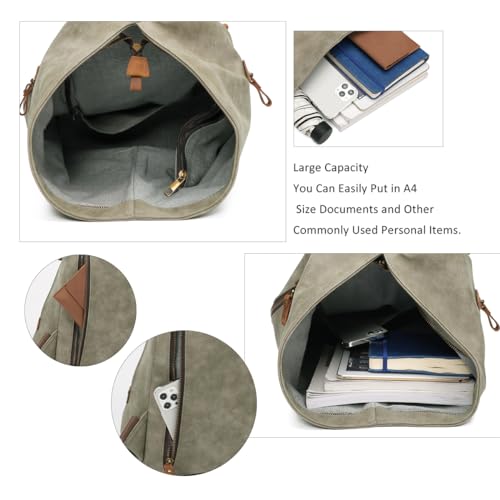 Image of KL928 PU Leather Vintage Backpack - Large Casual Daypack Outdoor Travel Rucksack Hiking Backpacks for Men Women